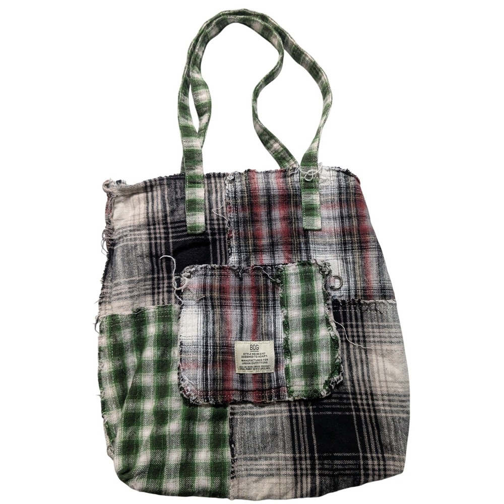 BDG Urban Outfitters Patchwork Flannel Plaid Tote Bag Grunge Bohemian